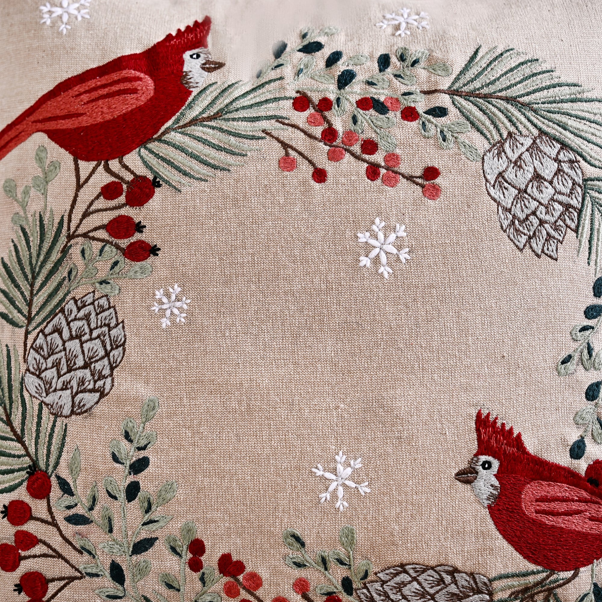 Winter Songbirds Decorative Cotton Cushion Cover 40x40cm - Image 3