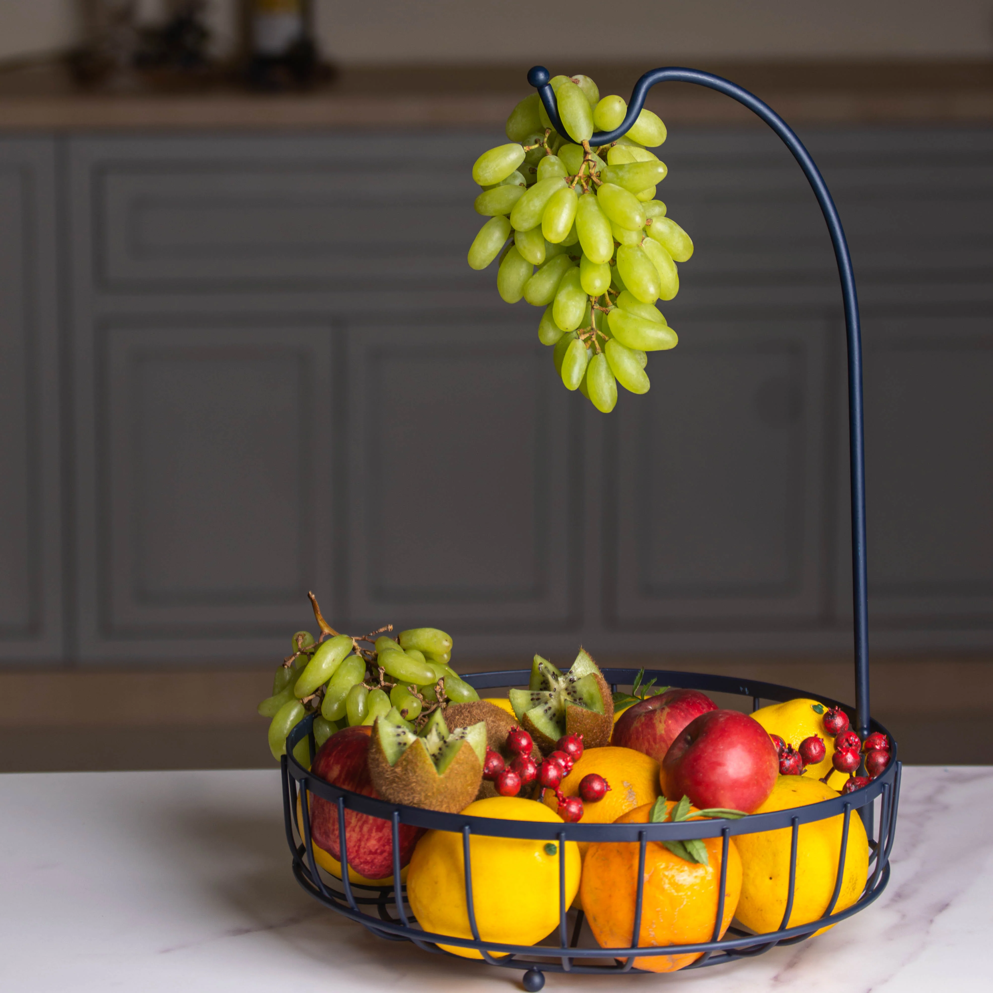 Wire Fruit Holder Basket with Banana Hanger - Image 2