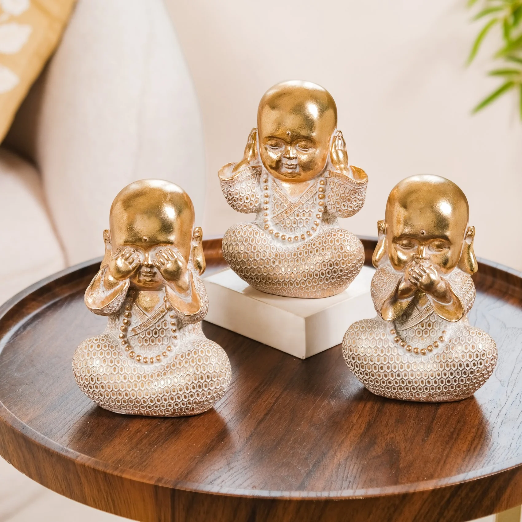 Wise Monk Trio Showpiece For Home Decor Gold - Image 11