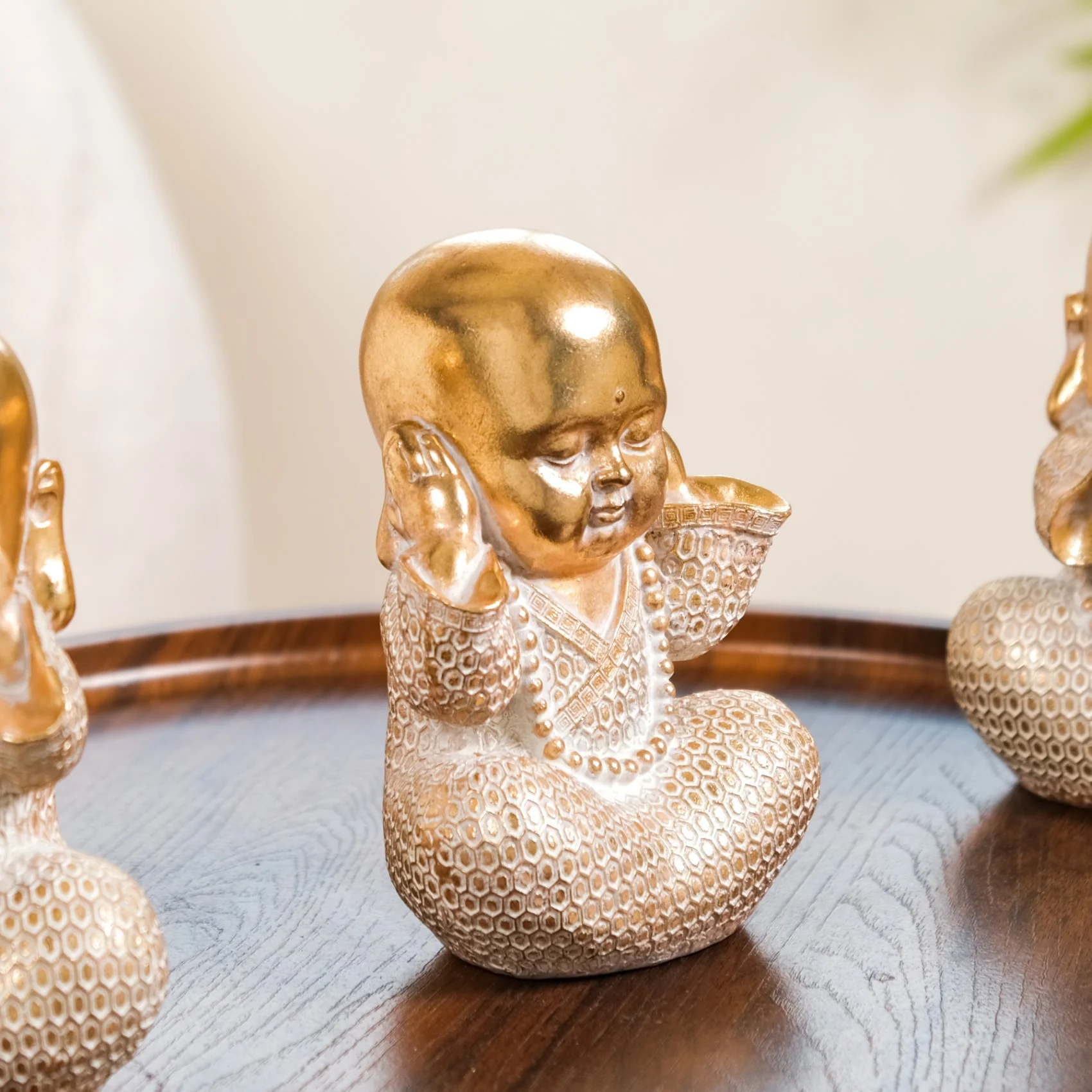 Wise Monk Trio Showpiece For Home Decor Gold - Image 6