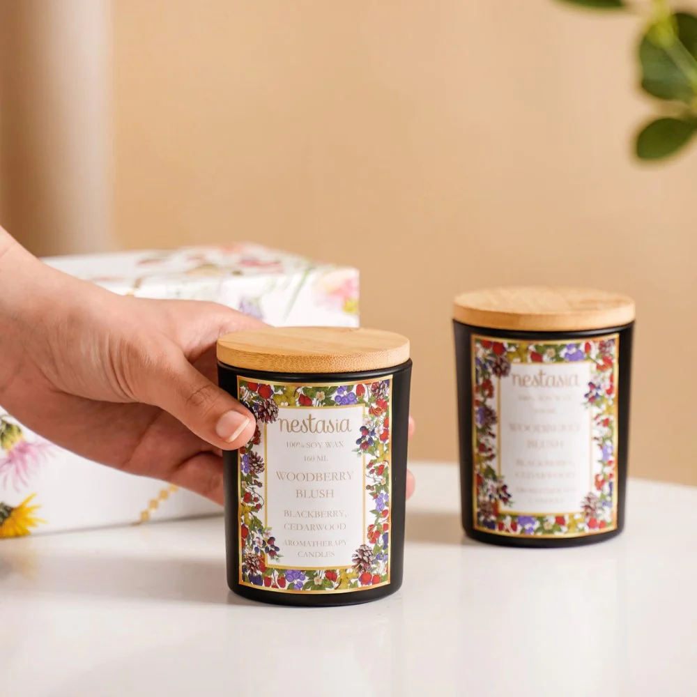 Woodberry Scented Candle Jar With Lid Set Of 2 - Image 2