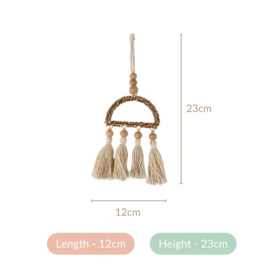 Wooden Beads Sustainable Hanging Ornament Set of 2 - Image 6