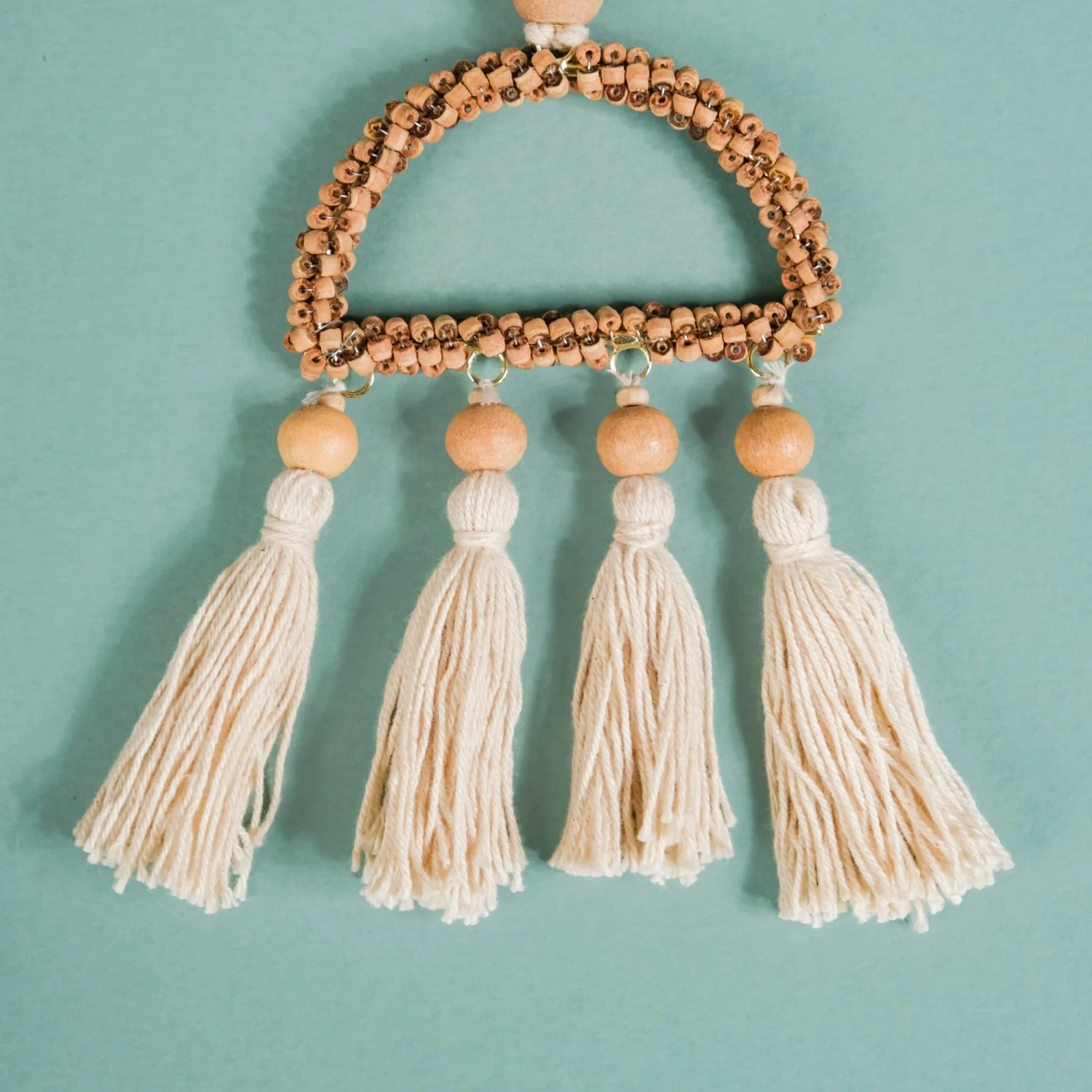 Wooden Beads Sustainable Hanging Ornament Set of 2 - Image 9