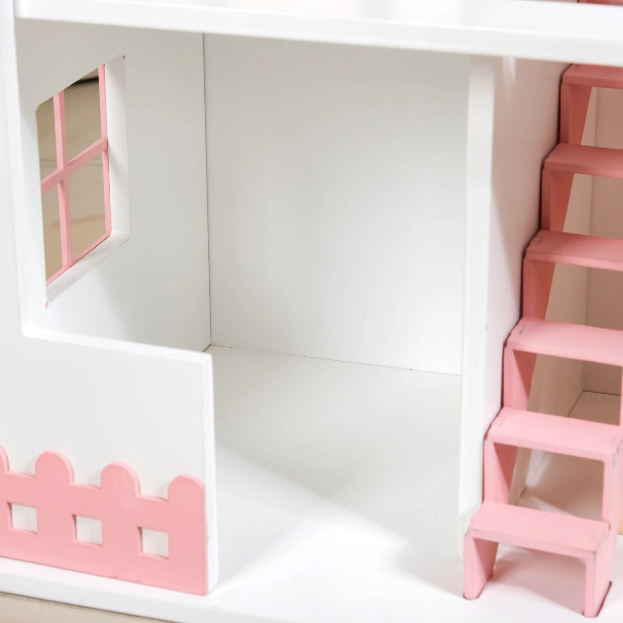 Wooden Dollhouse With Furniture Set Pink - Image 8