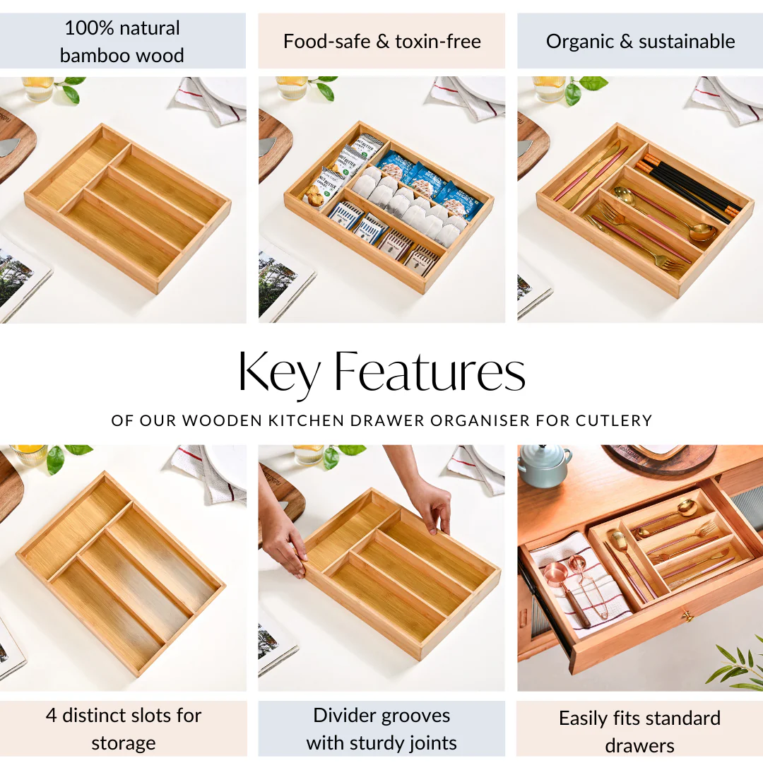 Wooden Kitchen Drawer Organiser For Cutlery - Image 5
