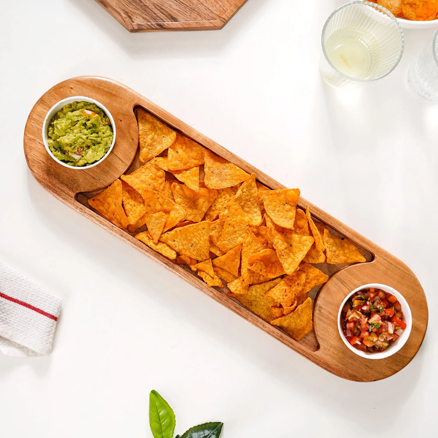 Wooden Snack Platter With Dip Bowls - Image 4