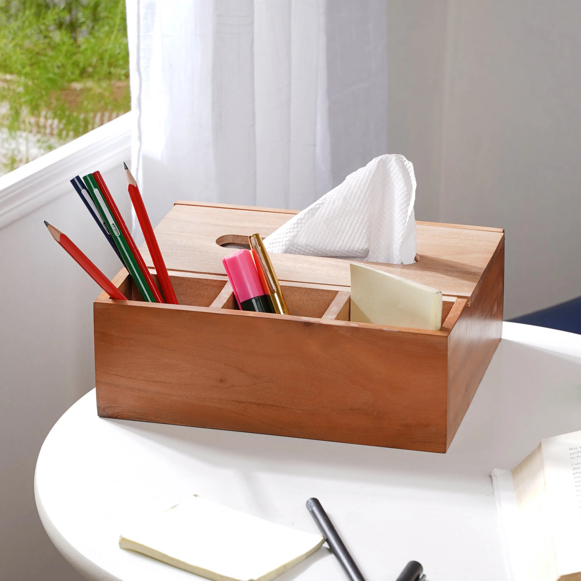Wooden Tissue Box And Organiser - Image 4