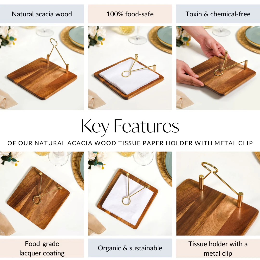 Wooden Tissue Paper Holder With Metal Clip - Image 6