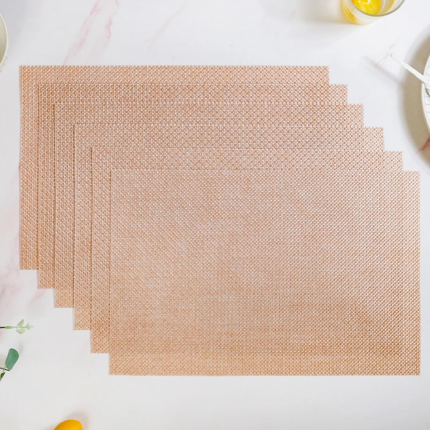 Woven Peach Placemat Set Of 6 - Image 2