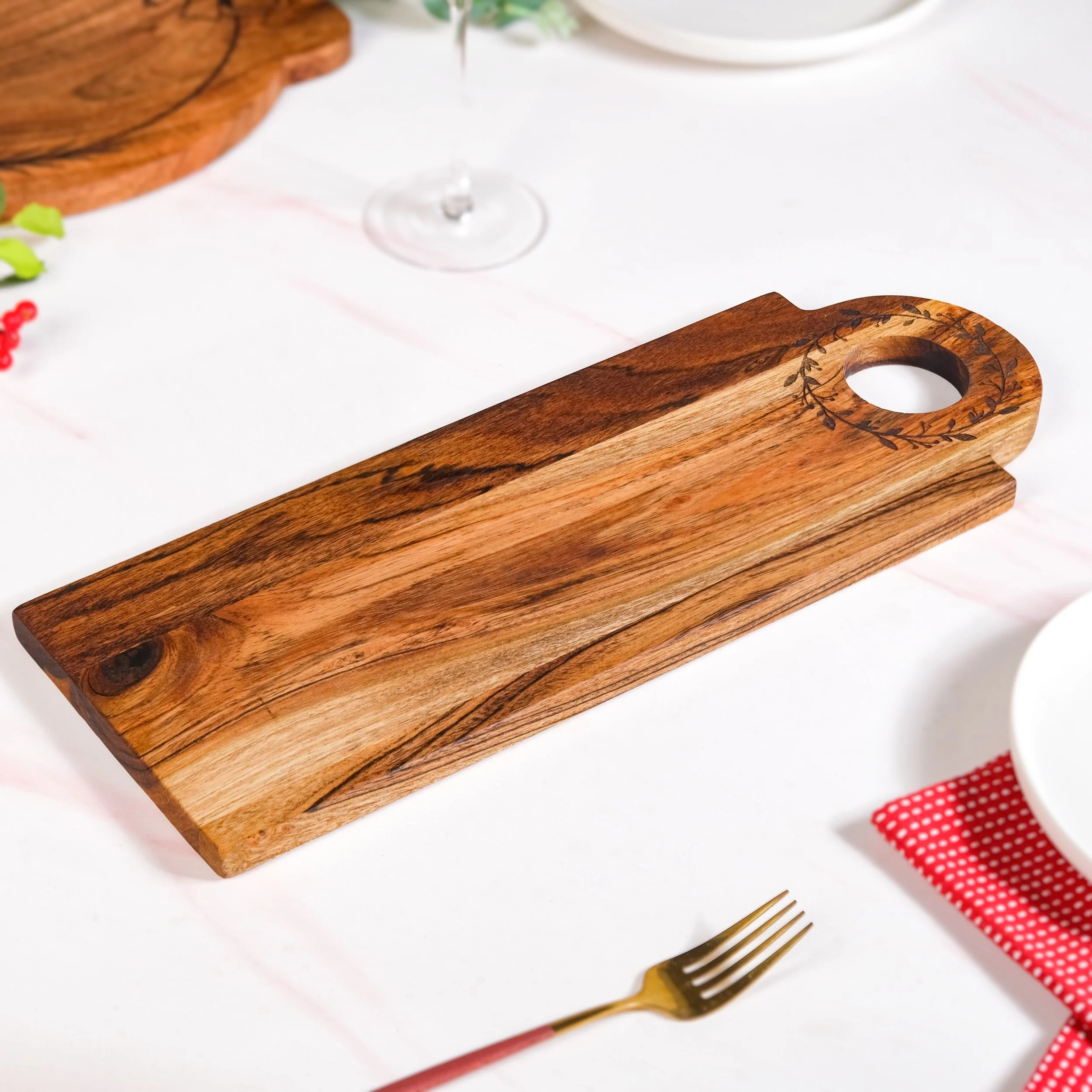 Wreath Ring Acacia Wood Platter 44x15cm - Image 2