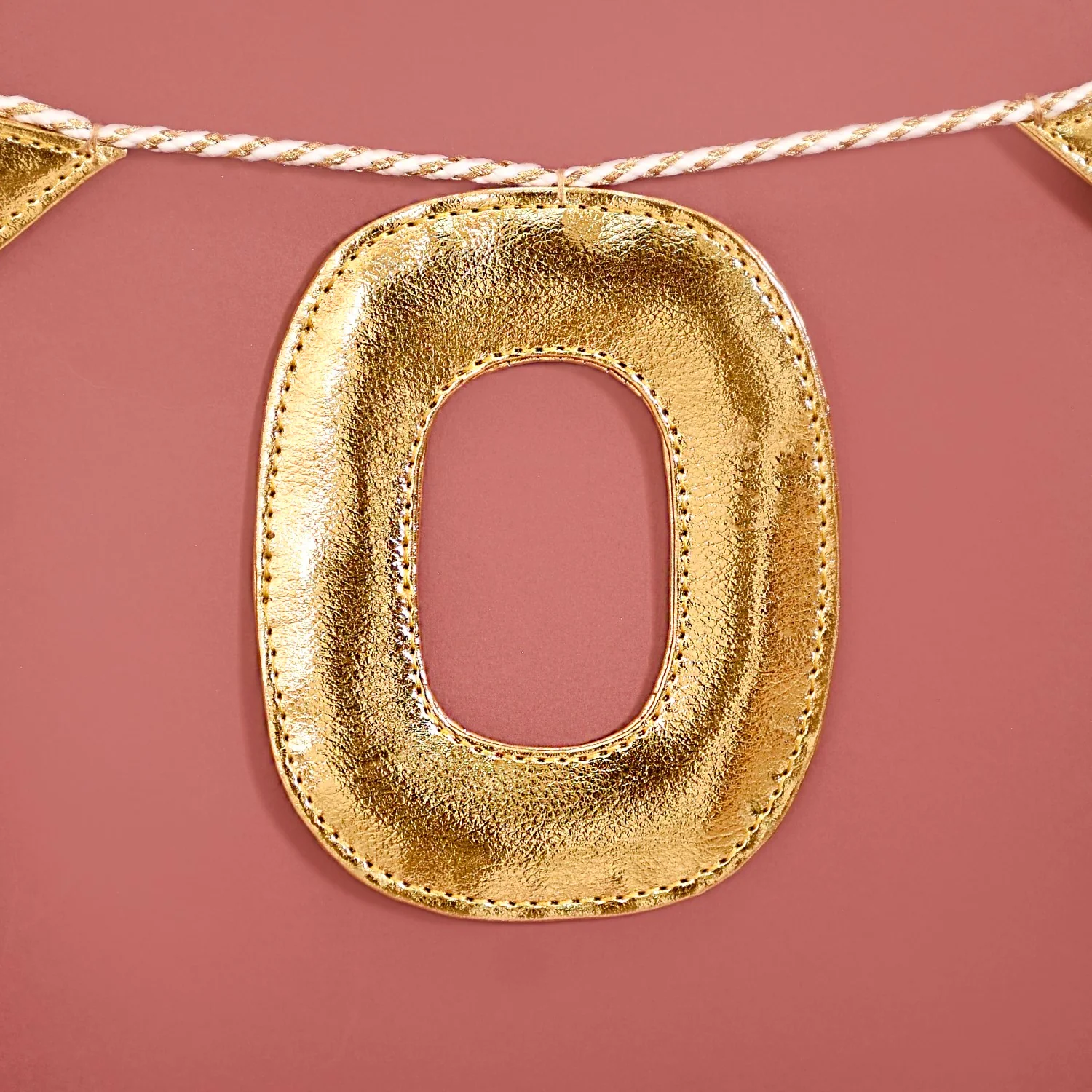 XOXO Gold Faux Leather Bunting For Wall Decoration 78 Inch - Image 6