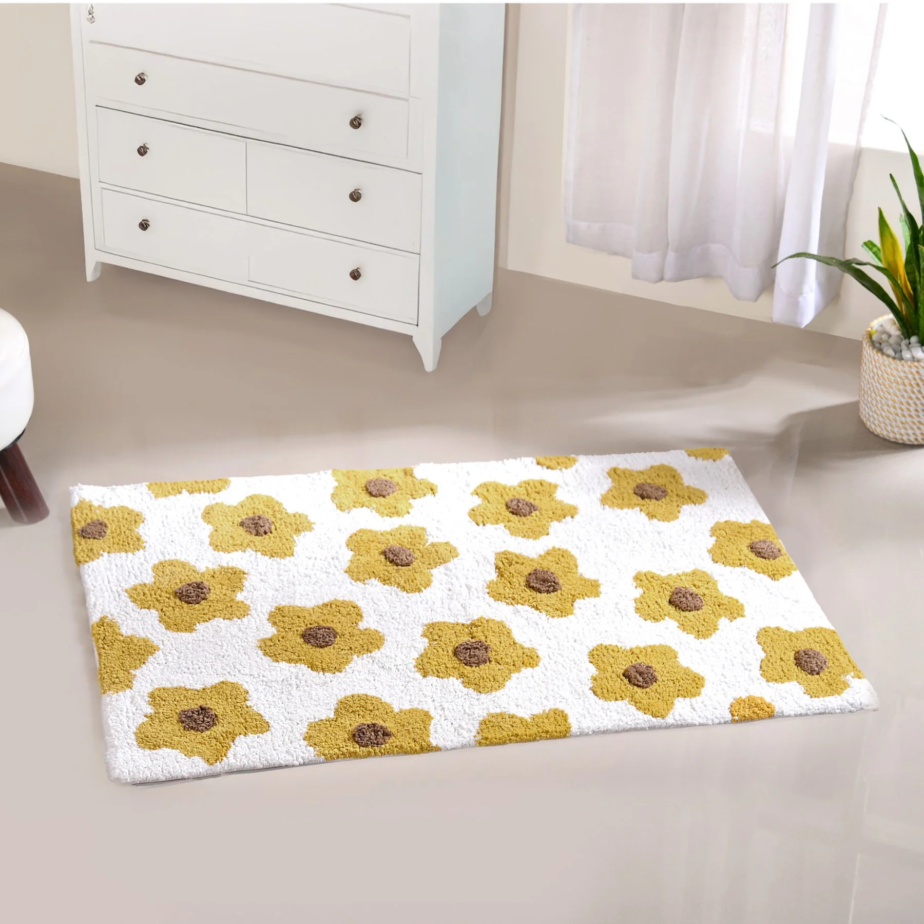 Anti Slip Cotton Yellow Daisy Mat 83x53cm - Image 8