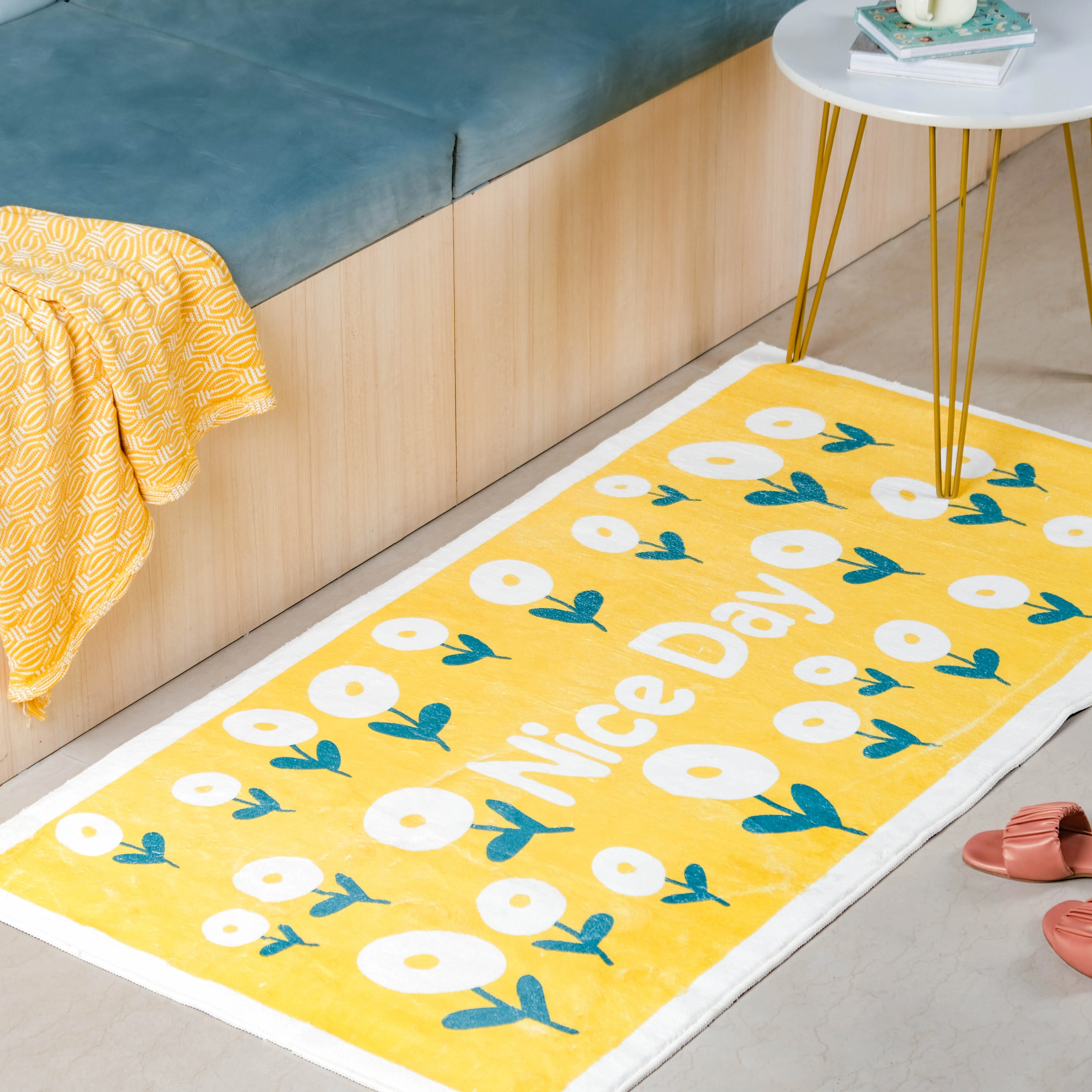 Yellow Floor Runner Rug Large - Image 2