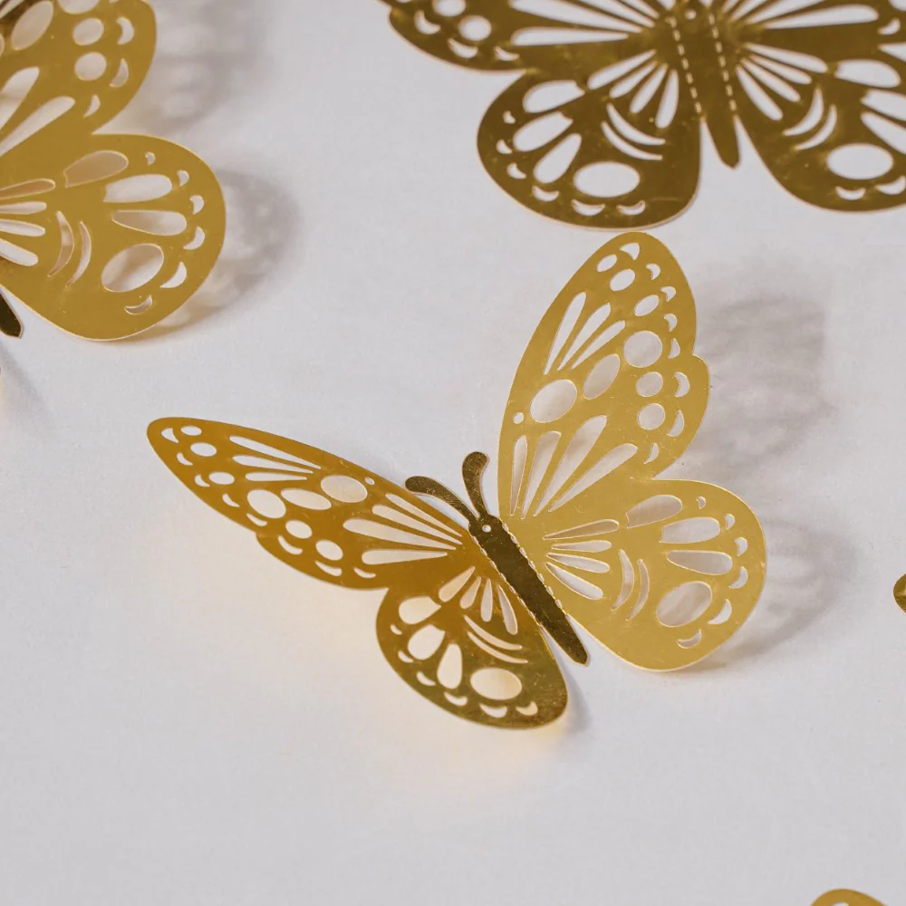 Yellow Gold Butterfly 3D Wall Stickers Set Of 12 - Image 5
