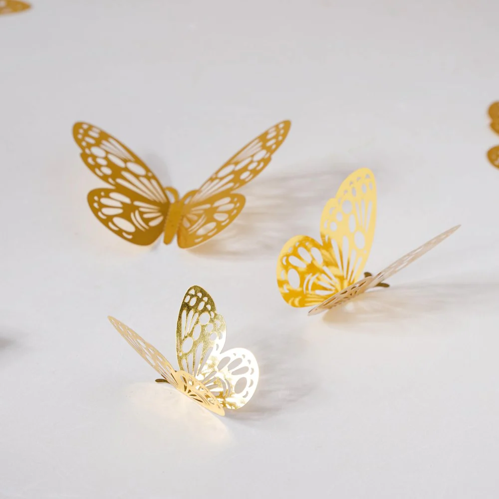 Yellow Gold Butterfly 3D Wall Stickers Set Of 12 - Image 7