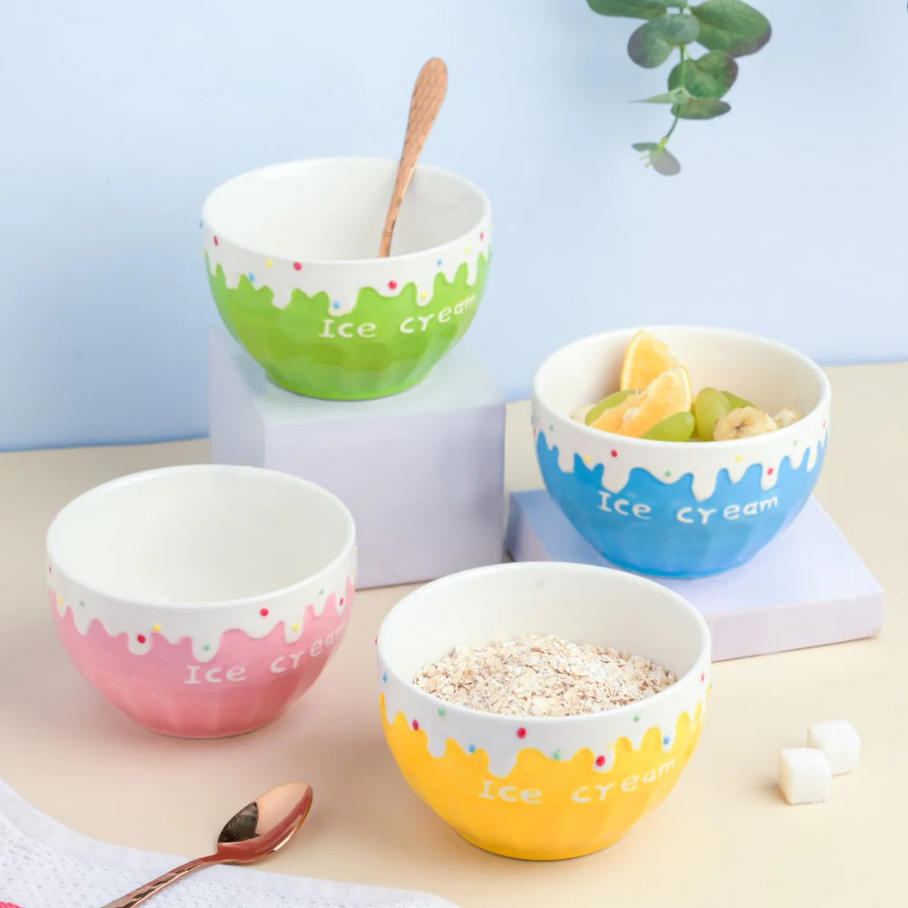 Yellow Strawberry Ice Cream Bowl 400 ml - Image 6