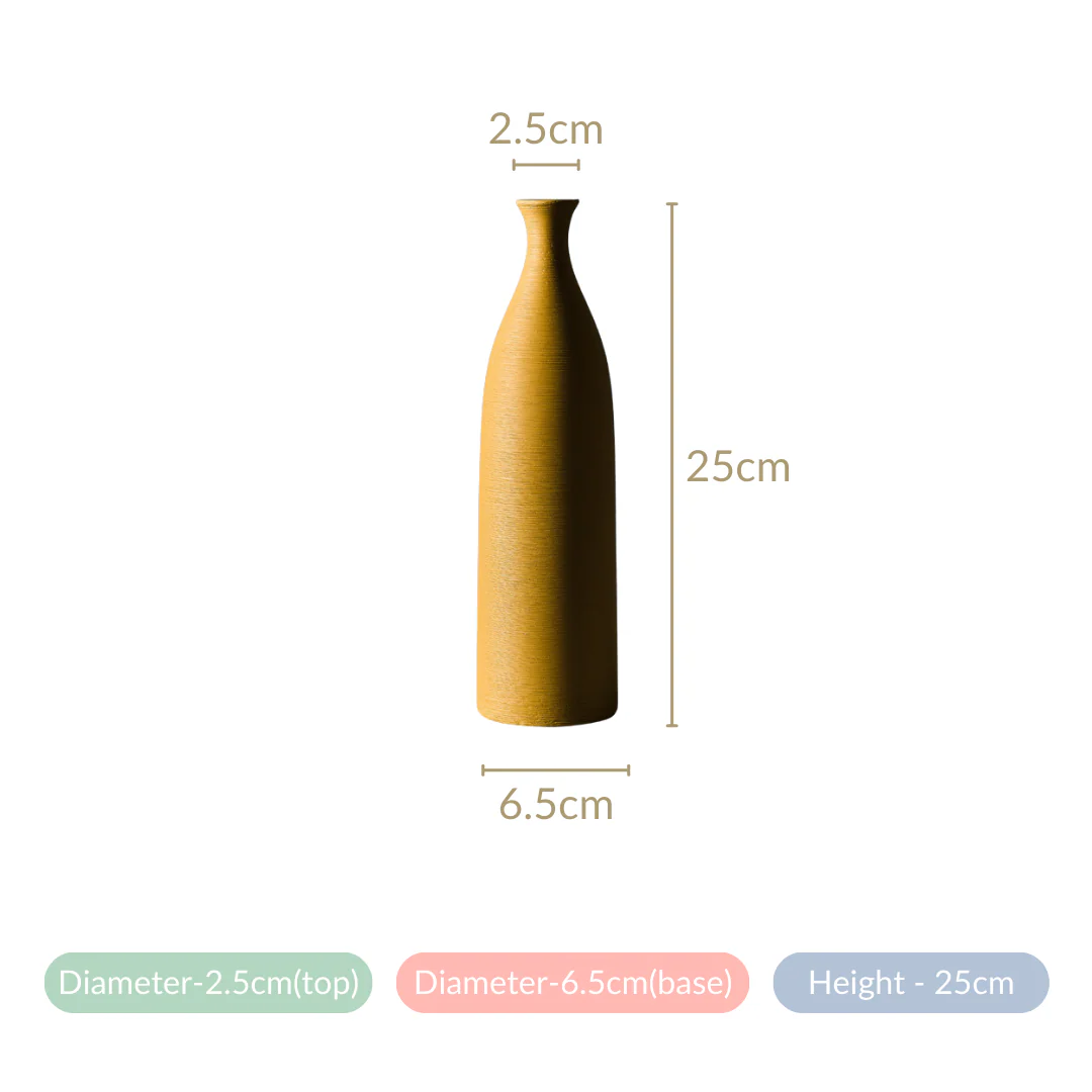 Yellow Textured Ceramic Vase - Image 13