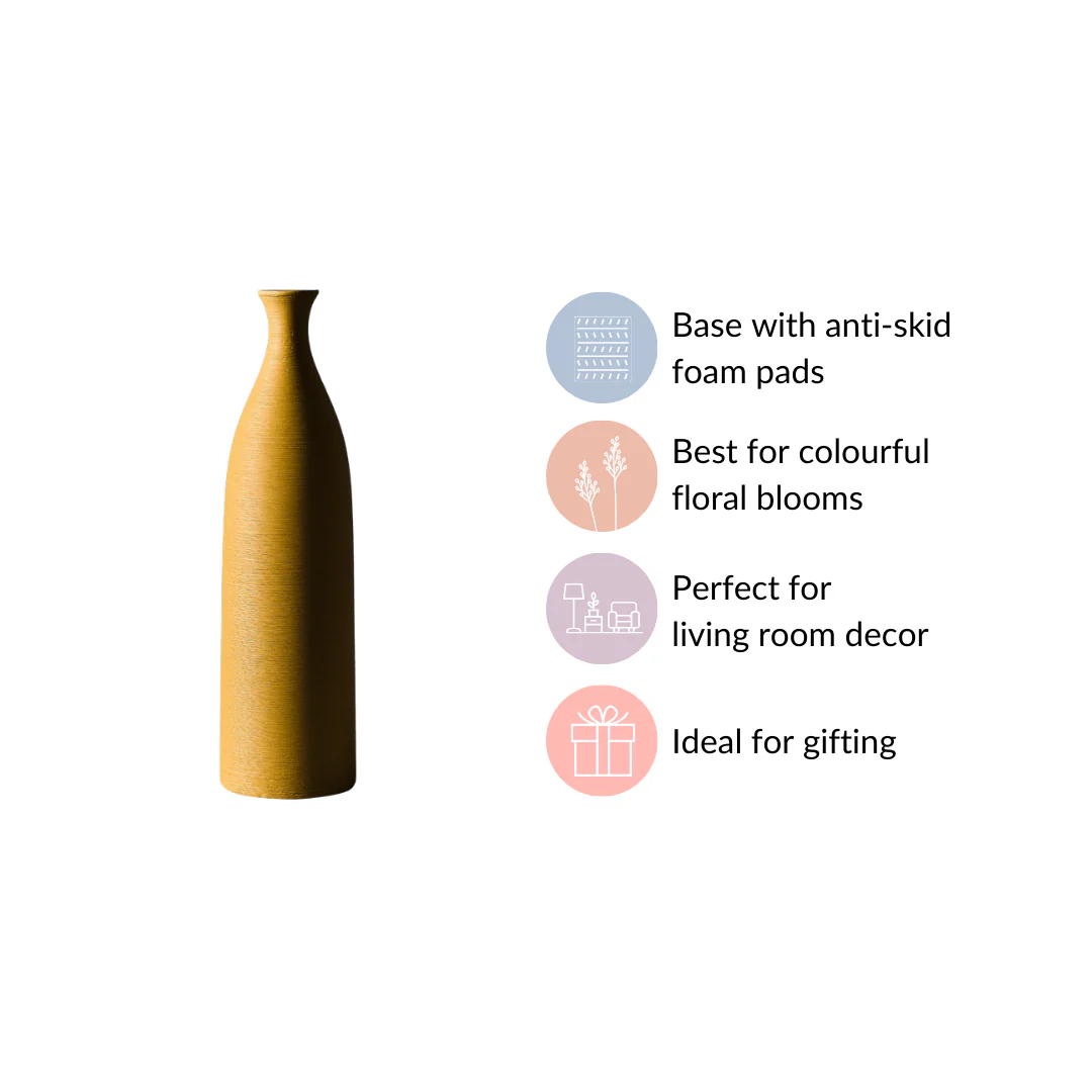Yellow Textured Ceramic Vase - Image 6