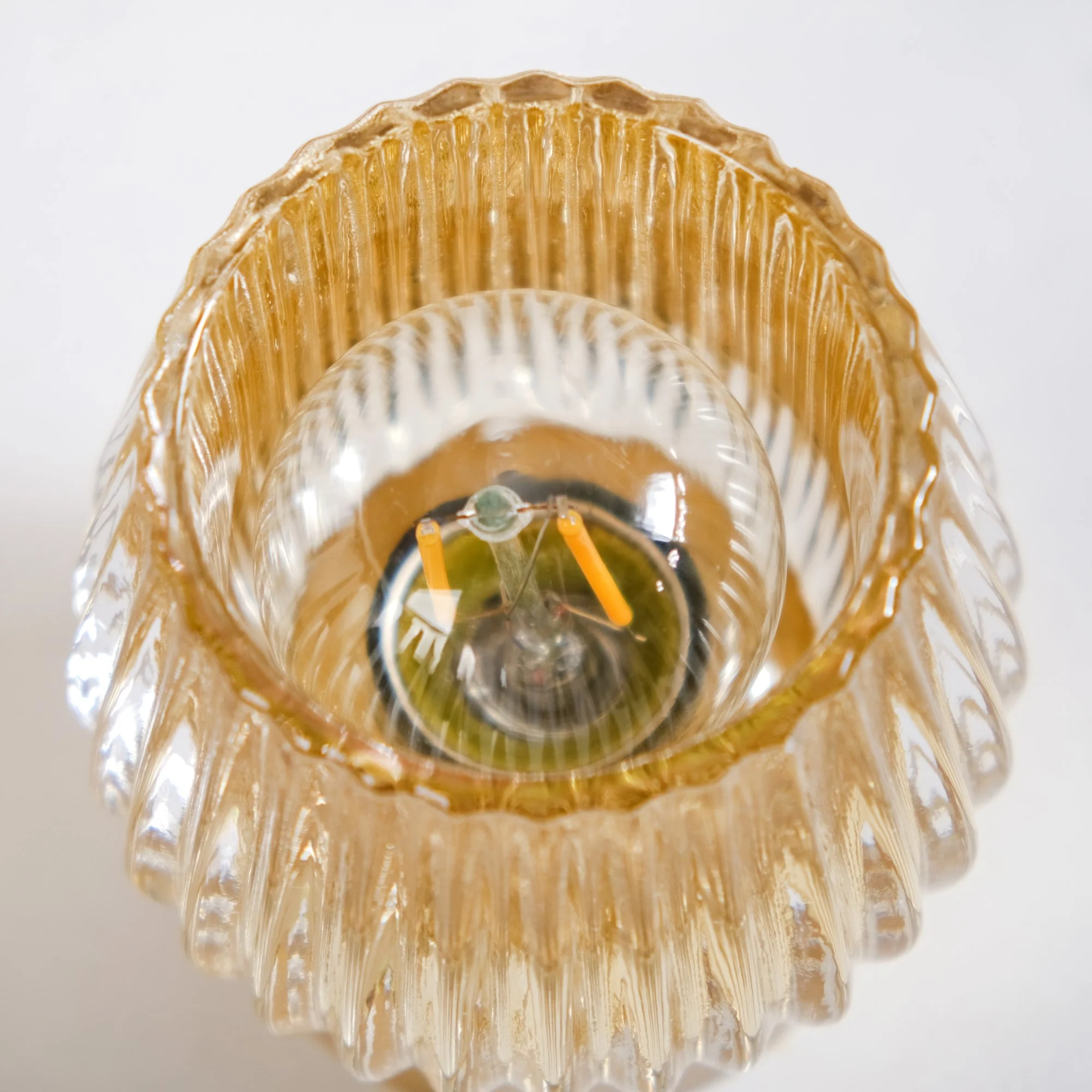 Yellow Tulip Glass Portable Lamp With Edison LED Bulb - Image 6