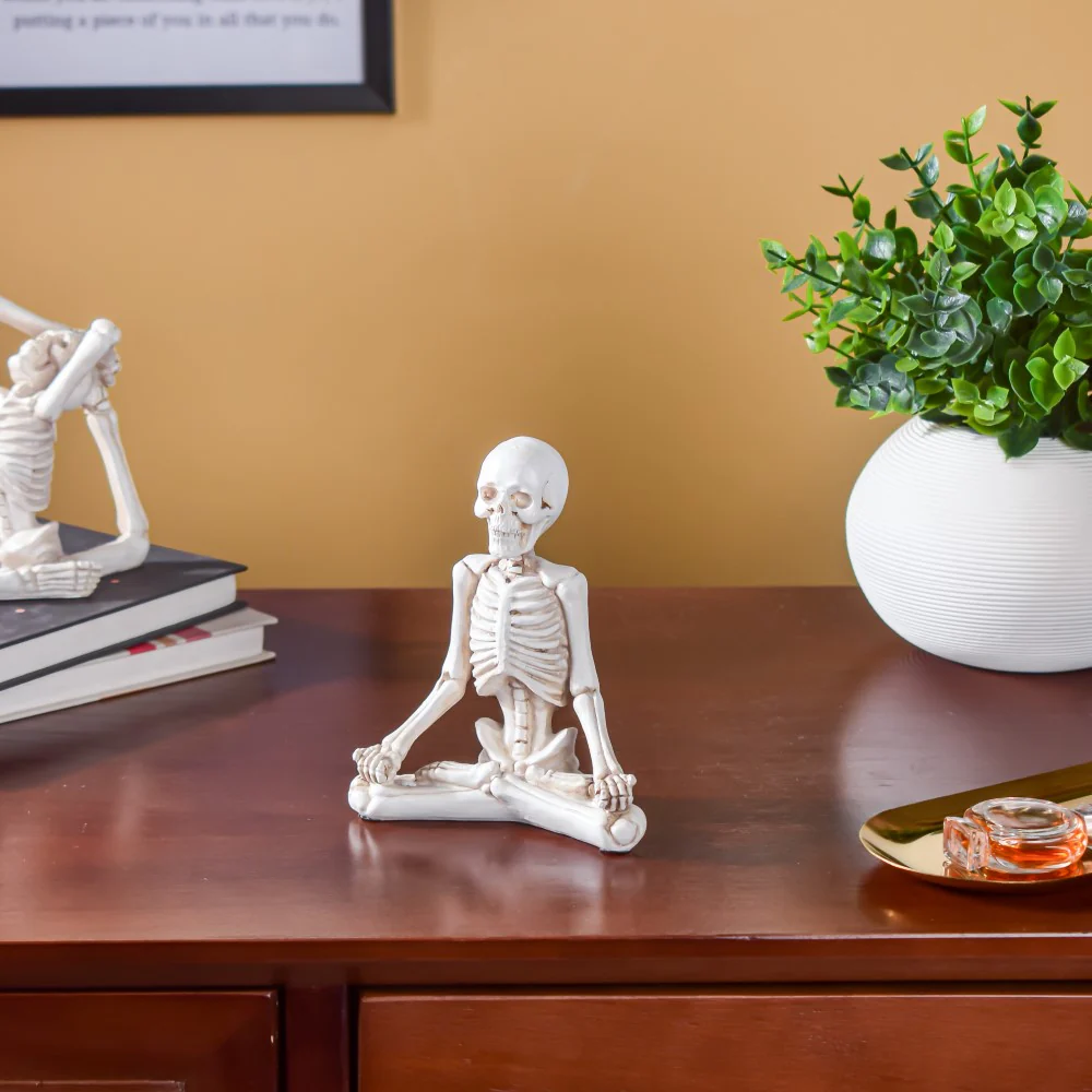 Yoga Skeleton Showpiece White Set Of 3 - Image 5