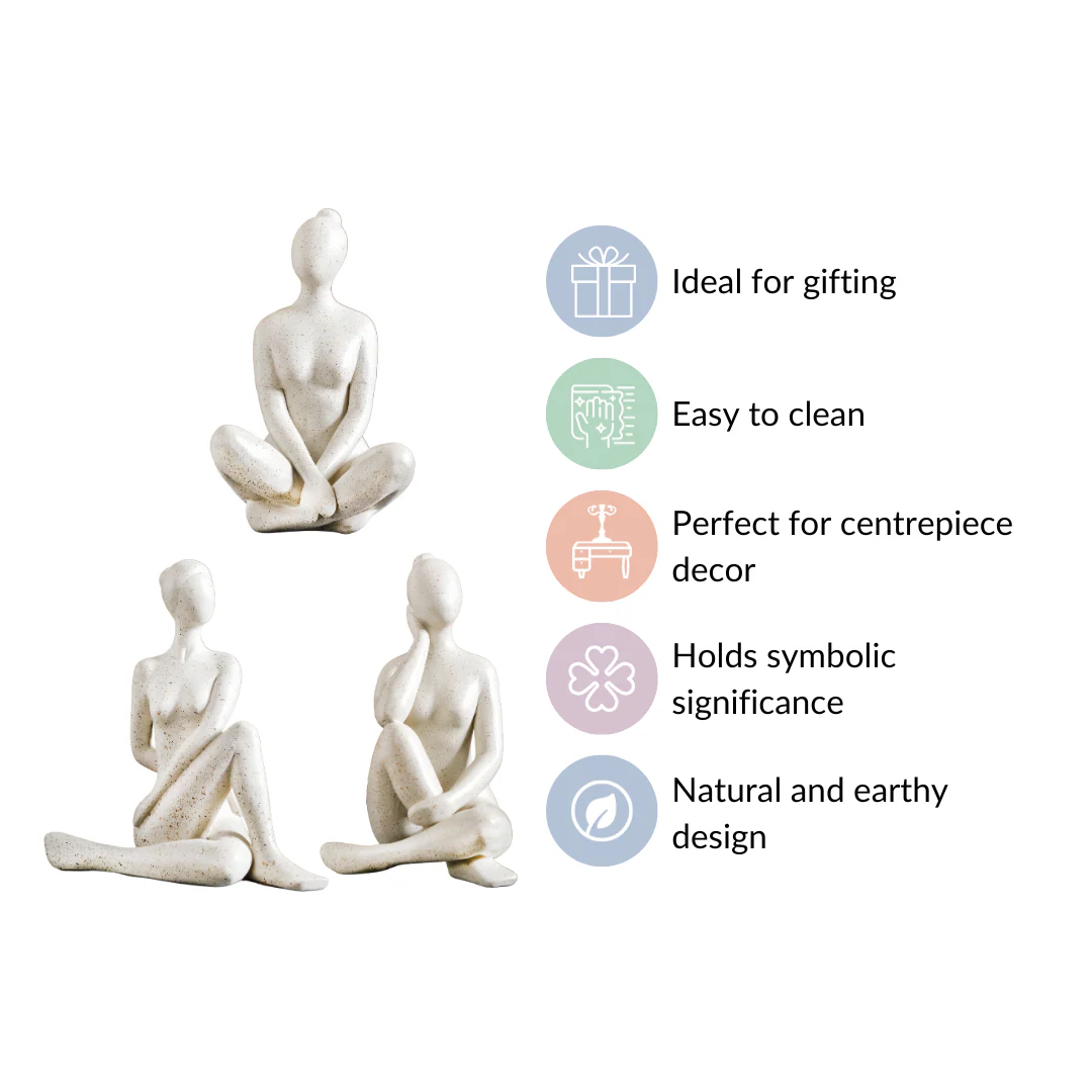 Yoga Woman Statues Set Of 3 - Image 6