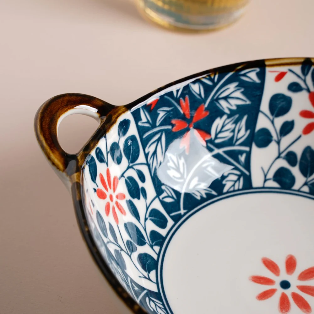 Yugana Floral Patterned Serving Bowl With Handles 9 Inch 500 ml - Image 8