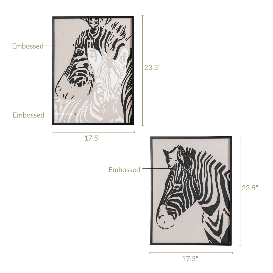 Zebra Design Canvas Wall Art Set Of 2 23x17 Inch - Image 6