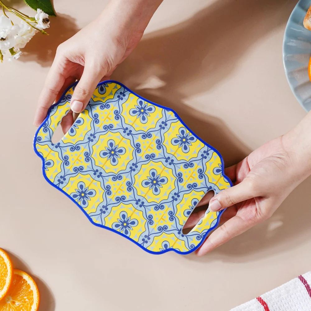 Fiesta Spanish Ceramic Platter Yellow Blue 8 Inch - Image 2