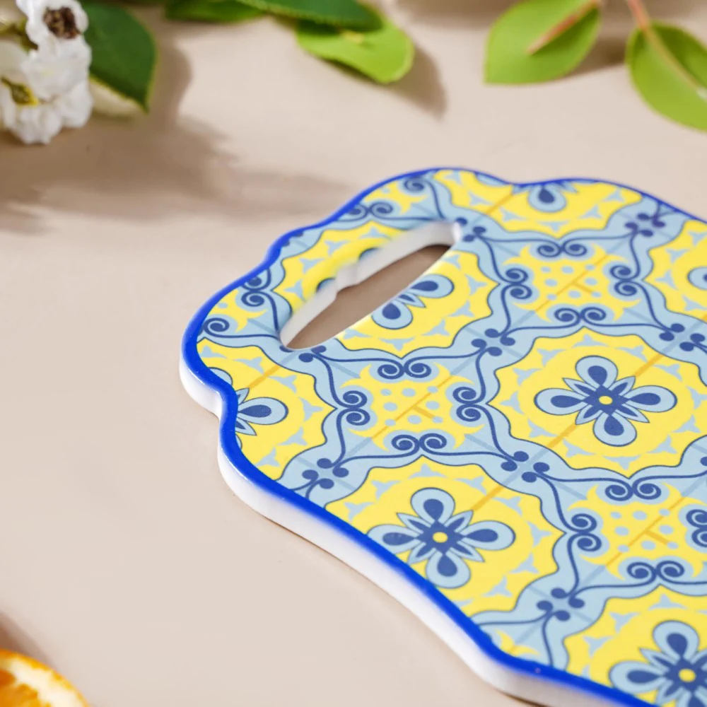 Fiesta Spanish Ceramic Platter Yellow Blue 8 Inch - Image 5