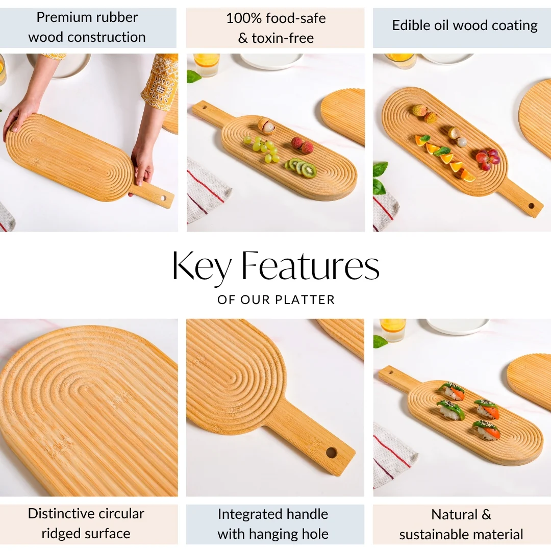 Zen Garden Spirals Wooden Serving Tray 20 Inch - Image 5