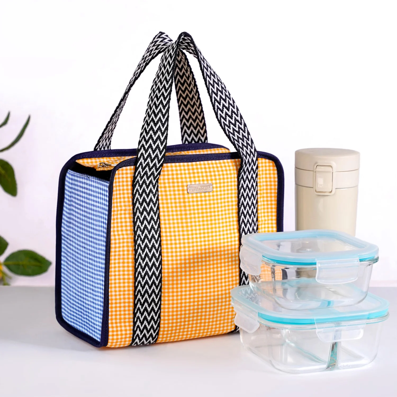 Zesty Checkered Lunch Bag Yellow - Image 10