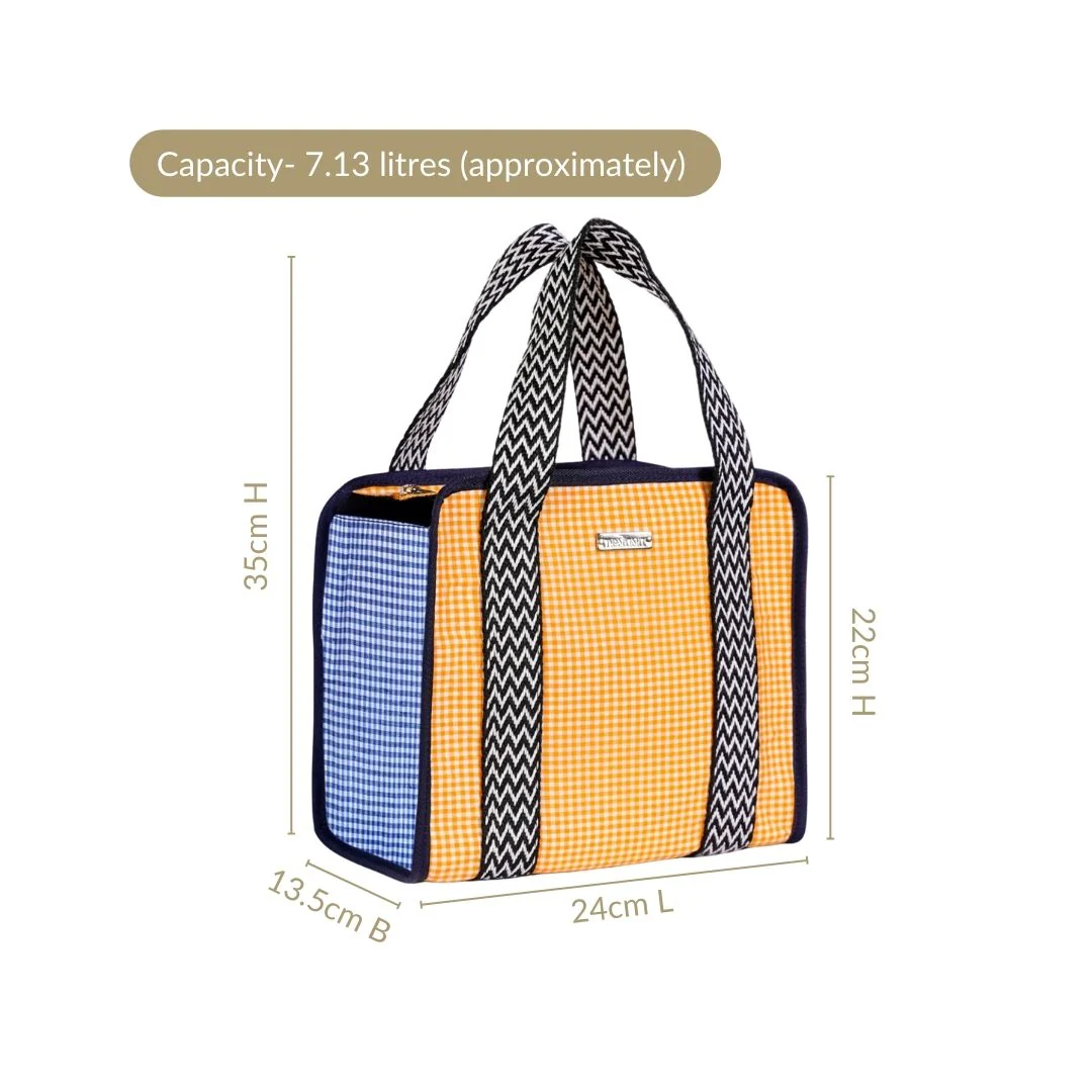 Zesty Checkered Lunch Bag Yellow - Image 4