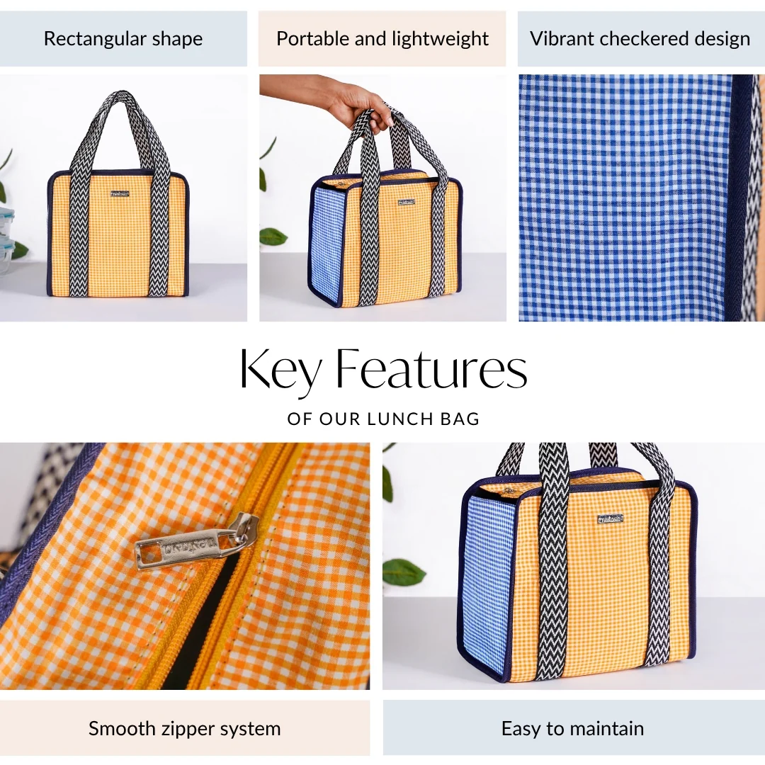 Zesty Checkered Lunch Bag Yellow - Image 5