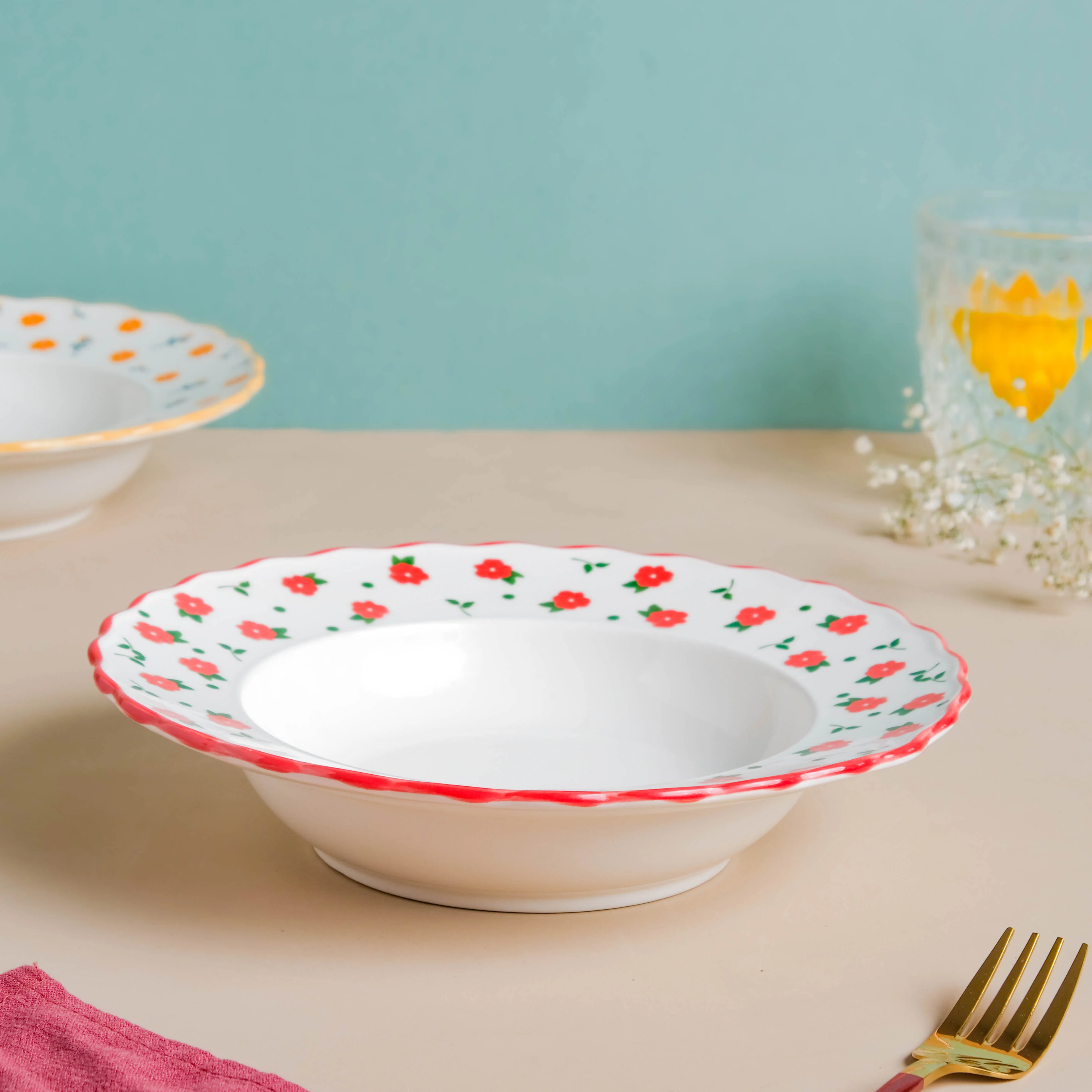 Ziba Floret Pasta Plate Red - Image 5