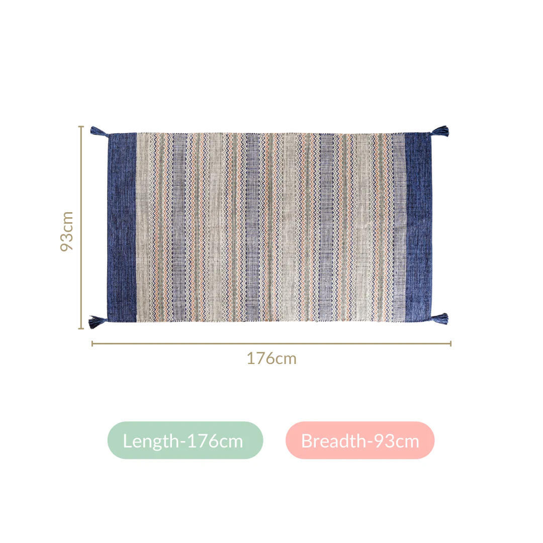 Zigzag Handcrafted Plain Weave Area Rug 69x36 Inch - Image 4