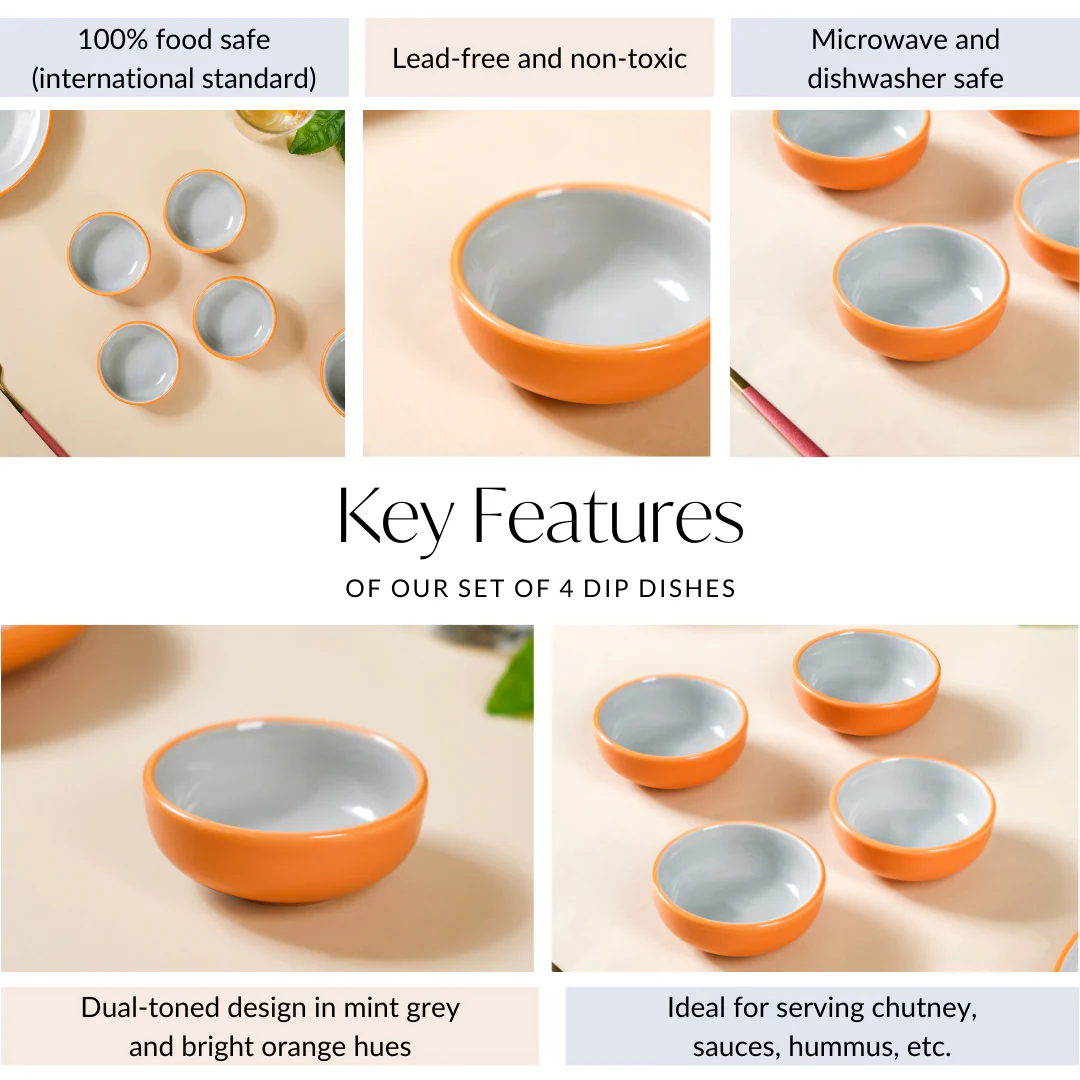 Zoella Orange Dip Dishes Set Of 4 100ml - Image 4